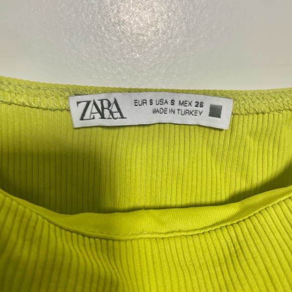 Zara Lime Green Tank Top Crop Small - Picture 2 of 3